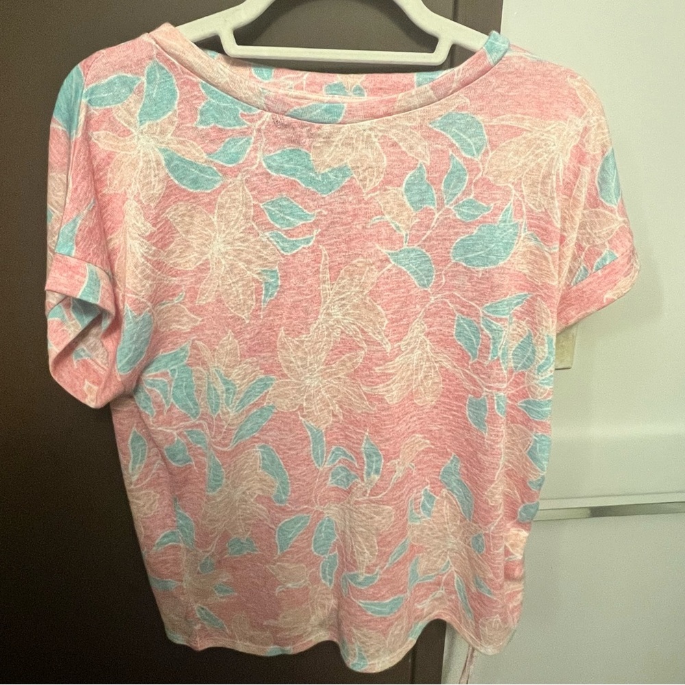 Bobeau coral palm print t shirt large L